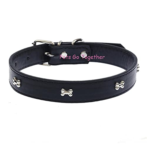 Hundehalsband aus strapazierfähigem PU-Leder mit verstellbarem Puppycat-Gurt-Halsband-Schwarz,S von YSDSS