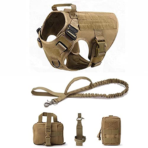 Militärisches taktisches Hundegeschirr Haustier Hundeweste Hundeleinengeschirr mit Griff für große Hunde-Khaki-Anzug,M von YSDSS