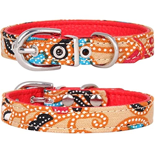 Niedliche baumwollgepolsterte Hundehalsband für Hunde mit Schleife-Knoten-Welpenhalsbänder für kleine mittelgroße Hunde Halsband-D,L-Ausschnitt 36-42CM von YSDSS