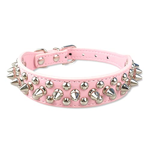 Nietenhalsband Cool Rivets Lederhalsbänder für kleine mittelgroße Hunde-Rosa,S von YSDSS