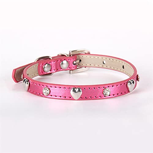 PU Leder Haustier Katzenhalsbänder Einfarbig Hundehalsband Heimtierbedarf Kätzchen Welpen Verstellbare Halsbänder Strap-Rosa,XS von YSDSS
