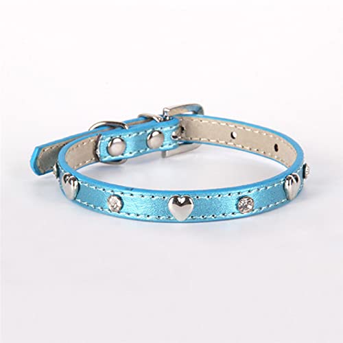 PU Leder Haustier Katzenhalsbänder Einfarbig Hundehalsband Heimtierbedarf Kätzchen Welpen Verstellbare Halsbänder Strap-Sky Blue,XXS von YSDSS