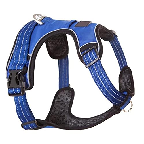 Reflektierend gepolstertes Hundegeschirr Verstellbare Hunde Outdoor Trainingsgeschirr Service Hundeweste-blau 8815,M von YSDSS