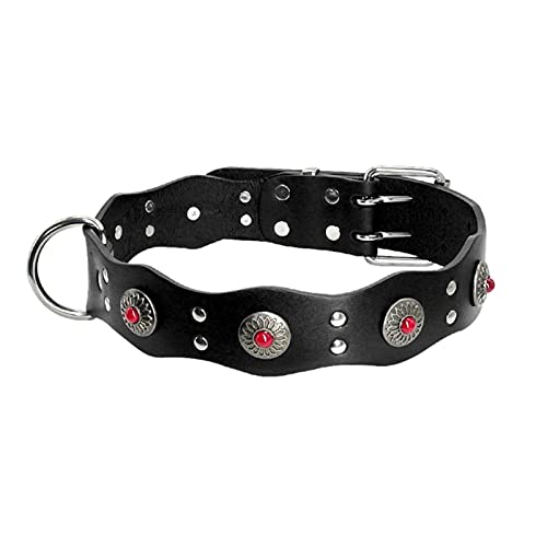 Strapazierfähiges Hundehalsband aus Leder Verstellbare Hundehalsbänder für mittelgroße Hunde-Schwarz,M von YSDSS