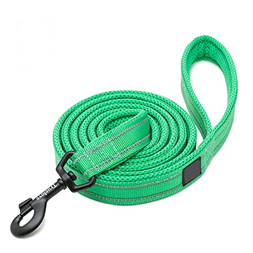 Weiche Hundeleine in Geschirr und Halsband Reflektierendes Nylon Mesh Walking Trainingsleine Blei-Gras grün,S von YSDSS
