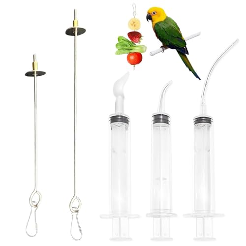 YSDYY 2 Stücke Edelstahl Vogelhäuschen Und 3 Stück Vogelfuttermittel, Haustier -Obstgabel, Vogelkäfigzubehör, Fütterungswerkzeuge Für Junge Vogel. von YSDYY