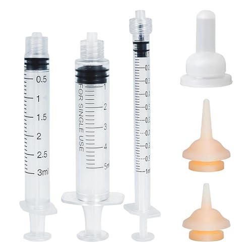 YSHODGU 6 Pcs Haustier Fütterung Silikon Nippel, Mini Schnuller und Spritze, Haustier Schnuller mit Spritze, für Haustiere und Wildtiere, Sauger geeignet für Welpen, Kätzchen von YSHODGU