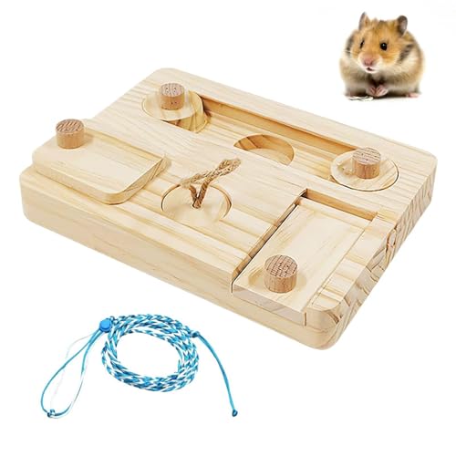 YSJCHEBS 1 Stück Hamster-Futterstation Und 1 Stück Leine, Kleintierbedarf, Holz-Futterstation, Hamster-Futterspielzeug von YSJCHEBS