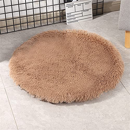 YSLJW Katzenmatten, Weich Waschbar Rundes Hundedecken Katzendecke Decke Bett Kissen Für Haustiere (40cm,Braun) von YSLJW