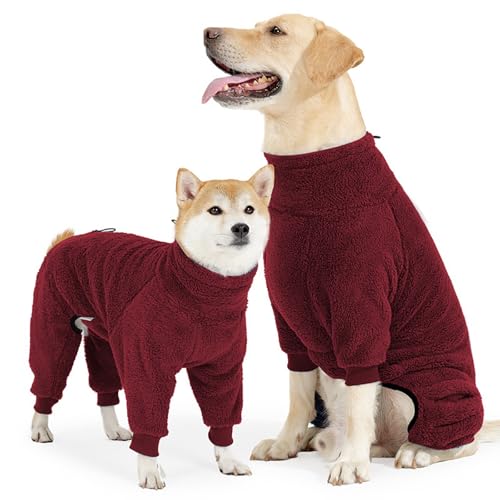 Hunde Wärmemantel, Hundemantel Mit Beinen, Gemütlich Wintermantel Hund, Einstellbar Hund Mantel, für Kleine, Mittelgroße und Große Hunde, für Drinnen und Draußen(Red,XXX-Large) von YSPZDQ