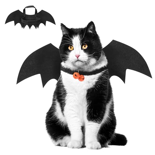 Fledermausflügel Haustiere Hund Fledermaus Kostüme Schwarz Kleidung Zubehör für Katzen Party Cosplay Dekoration Vampir Klein Groß Mittel mit 2 Pumpkin Bell von YSQEVN