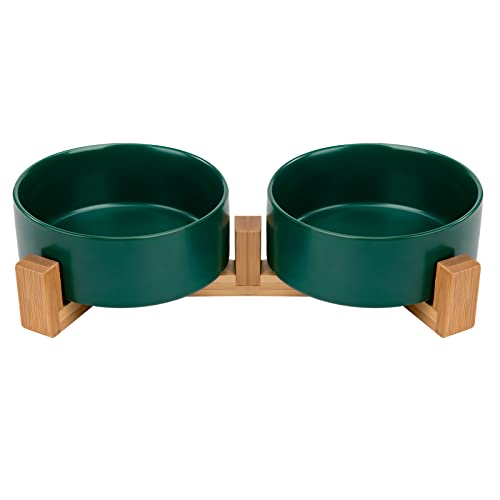 Fressnapf für Katzen und Hunde 800ML Hundenapf Keramik mit Ständer Doppel Futtrnapf & Wassernapf für Kleine Hunde 2-Grün von YSQEVN