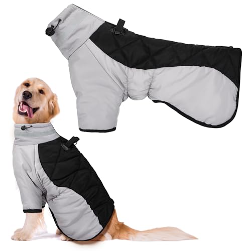 Hundejacke Warme Hundemantel Wasserdicht mit Geschirr Hund Wintermantel mit Reflektierender Streifen für Kleine Mittel Hunde Größe XL von YSQEVN