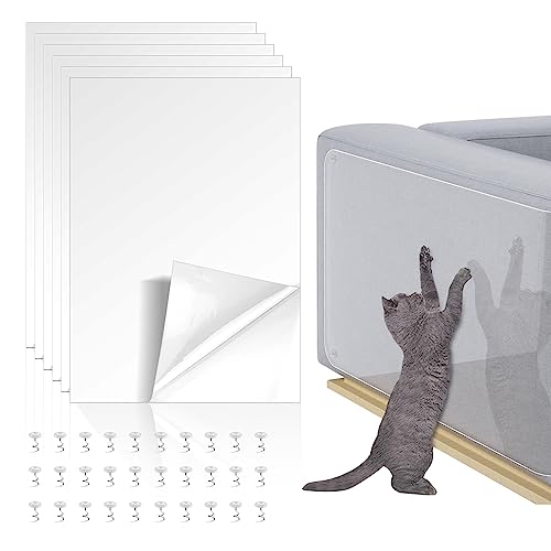 Kratzschutz Katze Tape 6 Stück Katze Kratzschutzfolie Transparent Selbstklebend Dick für Couch Wand Kratzabwehr Sofa Tür Möbel Hunde Haustiere mit 30 Polster Nägel 30,5×43 cm von YSQEVN