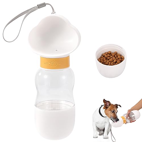 Wasserflasche für Hunde Katze 350 ML Hundetrinkflasche für unterwegs mit 200ml Hundefutterflasche Auslaufsicher Wasserspender für Spaziergang, Wandern, Training von YSQEVN