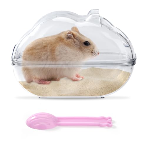 YSQEVN Hamster Badezimmer Transparente Hamstertoilette Badewanne Kleintier Abnehmbarer Runde Behälter Zubehör für Chinchilla Gerbil Frettchen Meerschweinchen Mäuse mit Schaufel von YSQEVN
