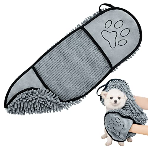 YSQEVN Haustier Badetuch Extra Saugfähig Chenille Haustierhandtuch mit Hand Taschen Mikrofaser Handtücher Alle Hunde Katzen von YSQEVN