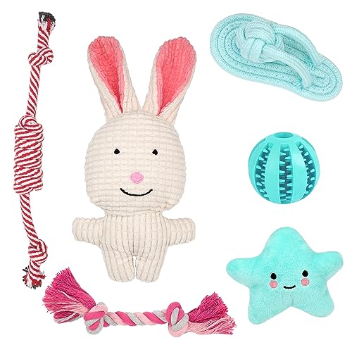 YSQEVN Hundespielzeug 6 Stück Langlebiges Seil Kauspielzeug und Quietschspielzeug Intelligenz Plüschspielzeug mit Naturkautschuk Zahnpflegeball für Kleine, Mittelgroße und Große Welpen YSQEVN Hundespielzeug 6 Stück Langlebiges Seil Kauspielzeug und Quietschspielzeug Intelligenz Plüschspielzeug mit Naturkautschuk Zahnpflegeball für Kleine, Mittelgroße und Große Welpen von YSQEVN