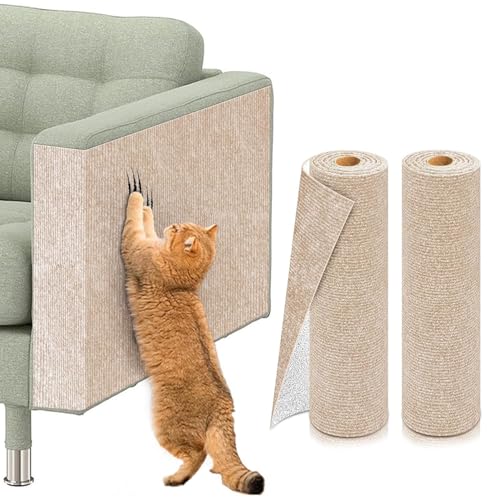 YSYONBOE Kratzmatte Katze, 2 Stück Selbstklebend Katze Kratzbrett Kratzwand DIY Kratzteppich Katze Wand Kratzschutz für Sofa Wand(Beige, 30 * 100cm) von YSYONBOE
