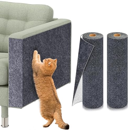 YSYONBOE Kratzmatte Katze, 2 Stück Selbstklebend Katze Kratzbrett Kratzwand DIY Kratzteppich Katze Wand Kratzschutz für Sofa Wand(grau,30 * 100cm) von YSYONBOE