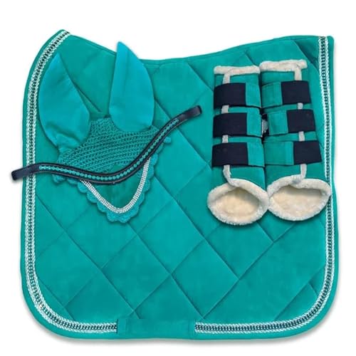 YShiuoL Sattelunterlage Schabracken-Set, Pferdestiefel, Laken, Pferdesport, Dressur, Sattelpolster-Set(Green) von YShiuoL