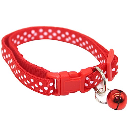 YSoutstripdu Modisches Halsband für Hunde und Katzen, mit Schnalle, mit Glöckchen, verstellbar, gepunktet von YSoutstripdu