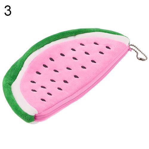 YSoutstripdu S/L Size Watermelon Plush Key Coin Wallet Geldbörse Kosmetik-Makeup Pouch Phone Pencil Pen Bag-Red/Pink von YSoutstripdu