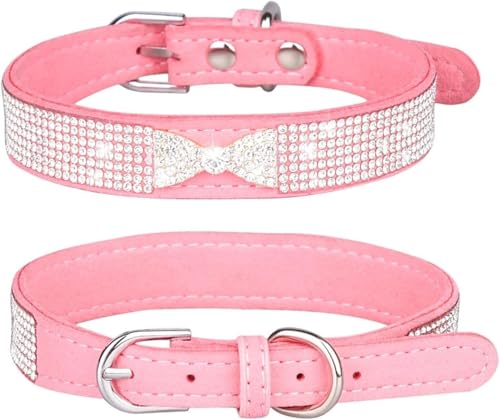 Halti Halsband für Hunde, niedliches glitzerndes Hundehalsband mit glänzender Schleife für Mädchen und Jungen, Strasssteine, personalisierbar, für kleine, mittelgroße und große Welpen, Kätzchen (Rosa Halti Halsband für Hunde, niedliches glitzerndes Hundehalsband mit glänzender Schleife für Mädchen und Jungen, Strasssteine, personalisierbar, für kleine, mittelgroße und große Welpen, Kätzchen (Rosa von YTBHSHXZ