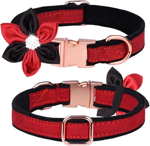 Halti Hundehalsband für Hunde, niedliches Hundehalsband mit Fliege, ausgefallenes Hundehalsband mit Sicherheits-Metallschnalle, florales Hundehalsband für kleine, mittelgroße und große Hunde (Rot 3, S Halti Hundehalsband für Hunde, niedliches Hundehalsband mit Fliege, ausgefallenes Hundehalsband mit Sicherheits-Metallschnalle, florales Hundehalsband für kleine, mittelgroße und große Hunde (Rot 3, S von YTBHSHXZ