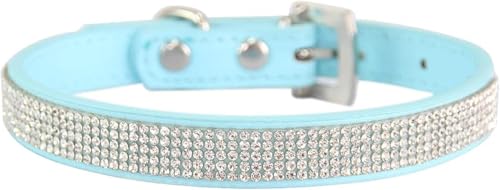 Halti Hundehalsband für Hunde, personalisierbar, mit Strasssteinen, niedlich, schillernd, für Haustiere, Katzen, Welpen, mit verstellbarer Metallschnalle (Hellblau, M) von YTBHSHXZ