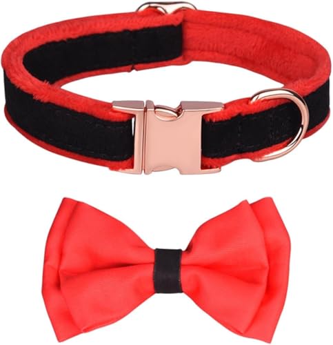 Hartes Hundehalsband Niedliches Hundehalsband für Mädchen mit Schleife, schönes Hundehalsband mit Metall-Sicherheitsschnalle, Blumenhalsband für kleine, mittlere und große Hunde.(Red1,S) von YTBHSHXZ