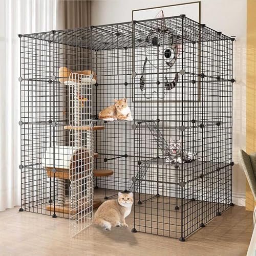 Katzenlaufstall, Katzenkäfige, Katzengehege for den Innenbereich, DIY, abnehmbarer Laufstall aus Metalldraht, Zwinger, stabil und sicher, leicht zu reinigen, Haustierkäfig, ideal for 1–4 Katzen(147x11 Katzenlaufstall, Katzenkäfige, Katzengehege for den Innenbereich, DIY, abnehmbarer Laufstall aus Metalldraht, Zwinger, stabil und sicher, leicht zu reinigen, Haustierkäfig, ideal for 1–4 Katzen(147x11 von YTBHSHXZ