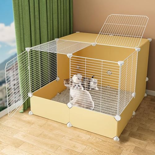 Katzenlaufstall, Katzenkäfige for den Innenbereich, groß – Katzenkäfig, DIY-Haustierlaufstall, Kleintierkäfig mit Tür, mit Tür for Kleintiere, Kaninchen, Igel, Katzen, Meerschweinchen(Giallo,75*75*54c Katzenlaufstall, Katzenkäfige for den Innenbereich, groß – Katzenkäfig, DIY-Haustierlaufstall, Kleintierkäfig mit Tür, mit Tür for Kleintiere, Kaninchen, Igel, Katzen, Meerschweinchen(Giallo,75*75*54c von YTBHSHXZ