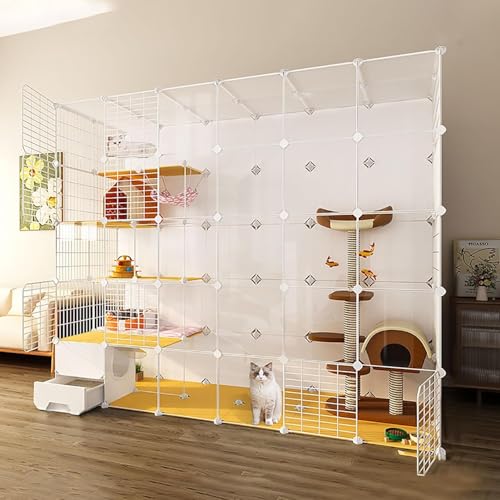 Katzenlaufstall, große Katzenkäfige for den Innenbereich, DIY-Katzenkäfig-Laufstall mit Katzentoilette, halbgeschlossenes, abnehmbares Haustiergehege aus Metalldraht, großer Auslauf, ideal for 1–3 Kat Katzenlaufstall, große Katzenkäfige for den Innenbereich, DIY-Katzenkäfig-Laufstall mit Katzentoilette, halbgeschlossenes, abnehmbares Haustiergehege aus Metalldraht, großer Auslauf, ideal for 1–3 Kat von YTBHSHXZ