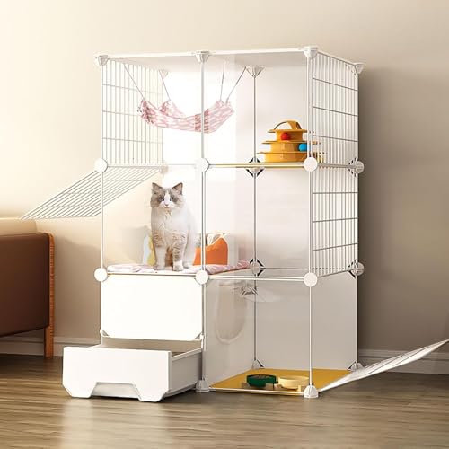 Katzenlaufstall, große Katzenkäfige for den Innenbereich, DIY-Katzenkäfig-Laufstall mit Katzentoilette, halbgeschlossenes, abnehmbares Haustiergehege aus Metalldraht, großer Auslauf, ideal for 1–3 Kat Katzenlaufstall, große Katzenkäfige for den Innenbereich, DIY-Katzenkäfig-Laufstall mit Katzentoilette, halbgeschlossenes, abnehmbares Haustiergehege aus Metalldraht, großer Auslauf, ideal for 1–3 Kat von YTBHSHXZ