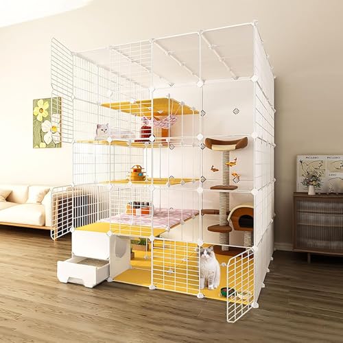 Katzenlaufstall, große Katzenkäfige for den Innenbereich, DIY-Katzenkäfig-Laufstall mit Katzentoilette, halbgeschlossenes, abnehmbares Haustiergehege aus Metalldraht, großer Auslauf, ideal for 1–3 Kat Katzenlaufstall, große Katzenkäfige for den Innenbereich, DIY-Katzenkäfig-Laufstall mit Katzentoilette, halbgeschlossenes, abnehmbares Haustiergehege aus Metalldraht, großer Auslauf, ideal for 1–3 Kat von YTBHSHXZ
