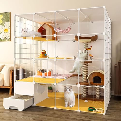 Katzenlaufstall, große Katzenkäfige for den Innenbereich, DIY-Katzenkäfig-Laufstall mit Katzentoilette, halbgeschlossenes, abnehmbares Haustiergehege aus Metalldraht, großer Auslauf, ideal for 1–3 Kat Katzenlaufstall, große Katzenkäfige for den Innenbereich, DIY-Katzenkäfig-Laufstall mit Katzentoilette, halbgeschlossenes, abnehmbares Haustiergehege aus Metalldraht, großer Auslauf, ideal for 1–3 Kat von YTBHSHXZ