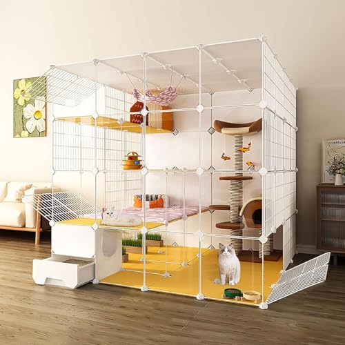 Katzenlaufstall, große Katzenkäfige for den Innenbereich, DIY-Katzenkäfig-Laufstall mit Katzentoilette, halbgeschlossenes, abnehmbares Haustiergehege aus Metalldraht, großer Auslauf, ideal for 1–3 Kat Katzenlaufstall, große Katzenkäfige for den Innenbereich, DIY-Katzenkäfig-Laufstall mit Katzentoilette, halbgeschlossenes, abnehmbares Haustiergehege aus Metalldraht, großer Auslauf, ideal for 1–3 Kat von YTBHSHXZ
