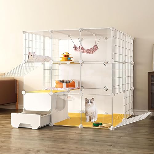 Katzenlaufstall, große Katzenkäfige for den Innenbereich, DIY-Katzenkäfig-Laufstall mit Katzentoilette, halbgeschlossenes, abnehmbares Haustiergehege aus Metalldraht, großer Auslauf, ideal for 1–3 Kat Katzenlaufstall, große Katzenkäfige for den Innenbereich, DIY-Katzenkäfig-Laufstall mit Katzentoilette, halbgeschlossenes, abnehmbares Haustiergehege aus Metalldraht, großer Auslauf, ideal for 1–3 Kat von YTBHSHXZ