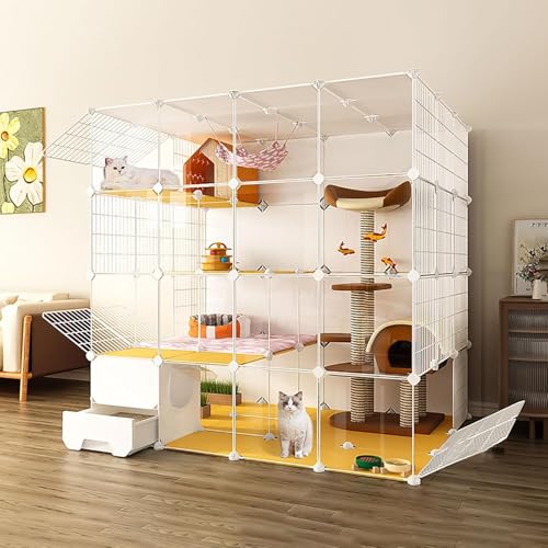 Katzenlaufstall, große Katzenkäfige for den Innenbereich, DIY-Katzenkäfig-Laufstall mit Katzentoilette, halbgeschlossenes, abnehmbares Haustiergehege aus Metalldraht, großer Auslauf, ideal for 1–3 Kat Katzenlaufstall, große Katzenkäfige for den Innenbereich, DIY-Katzenkäfig-Laufstall mit Katzentoilette, halbgeschlossenes, abnehmbares Haustiergehege aus Metalldraht, großer Auslauf, ideal for 1–3 Kat von YTBHSHXZ
