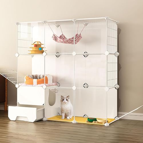 Katzenlaufstall, große Katzenkäfige for den Innenbereich, DIY-Katzenkäfig-Laufstall mit Katzentoilette, halbgeschlossenes, abnehmbares Haustiergehege aus Metalldraht, großer Auslauf, ideal for 1–3 Kat Katzenlaufstall, große Katzenkäfige for den Innenbereich, DIY-Katzenkäfig-Laufstall mit Katzentoilette, halbgeschlossenes, abnehmbares Haustiergehege aus Metalldraht, großer Auslauf, ideal for 1–3 Kat von YTBHSHXZ