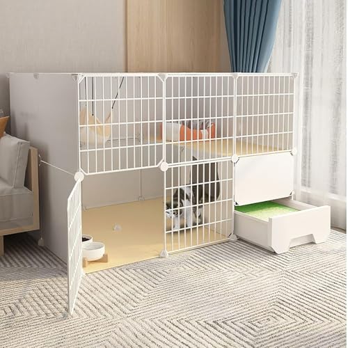 Katzenlaufstall Katzengehege for den Innenbereich for den Balkon Abnehmbarer Metalldraht-Innen-DIY-Zwinger Kiste Frettchenkäfig Meerschweinchenkäfige Katzenkiste(111x85x75cm) von YTBHSHXZ