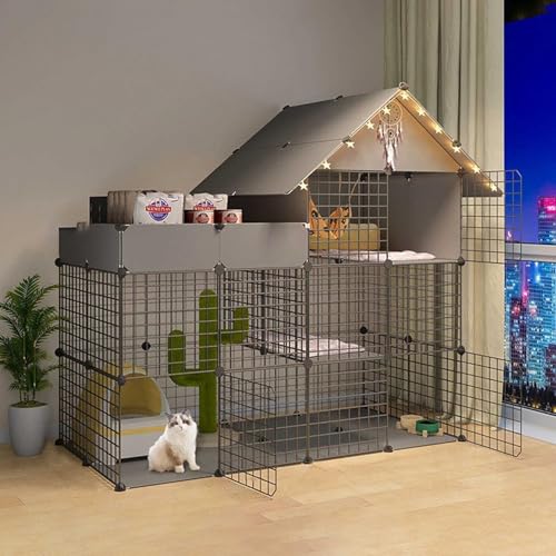 Katzenlaufstall Katzenkäfige for den Innenbereich - Katzengehege Große Katzenkiste Katzenzwinger Laufstall for Kätzchen Frettchenkäfig Meerschweinchenkäfige Hundekäfige for kleine Hunde(Black,147X75X1 Katzenlaufstall Katzenkäfige for den Innenbereich - Katzengehege Große Katzenkiste Katzenzwinger Laufstall for Kätzchen Frettchenkäfig Meerschweinchenkäfige Hundekäfige for kleine Hunde(Black,147X75X1 von YTBHSHXZ