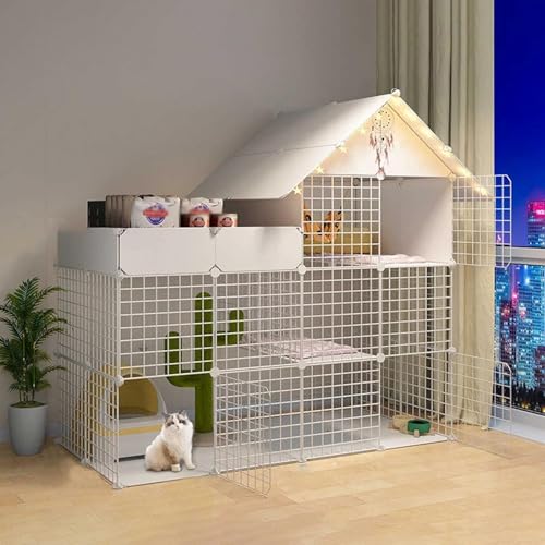 Katzenlaufstall Katzenkäfige for den Innenbereich - Katzengehege Große Katzenkiste Katzenzwinger Laufstall for Kätzchen Frettchenkäfig Meerschweinchenkäfige Hundekäfige for kleine Hunde(White,147X75X1 Katzenlaufstall Katzenkäfige for den Innenbereich - Katzengehege Große Katzenkiste Katzenzwinger Laufstall for Kätzchen Frettchenkäfig Meerschweinchenkäfige Hundekäfige for kleine Hunde(White,147X75X1 von YTBHSHXZ