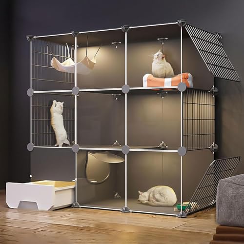 Katzenlaufstall for den Innenbereich, DIY-Katzengehege mit Katzentoilette, halbgeschlossener Katzenzaun, abnehmbarer Kleintierkäfig, for Kätzchen, Meerschweinchen, Häschen und Chinchilla(110x49x109cm) Katzenlaufstall for den Innenbereich, DIY-Katzengehege mit Katzentoilette, halbgeschlossener Katzenzaun, abnehmbarer Kleintierkäfig, for Kätzchen, Meerschweinchen, Häschen und Chinchilla(110x49x109cm) von YTBHSHXZ