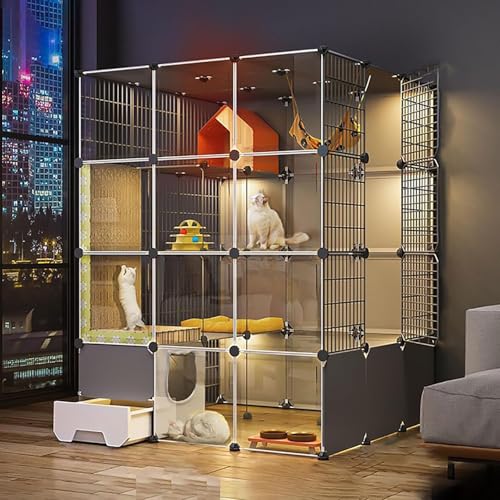 Katzenlaufstall for den Innenbereich, DIY-Katzengehege mit Katzentoilette, halbgeschlossener Katzenzaun, abnehmbarer Kleintierkäfig, for Kätzchen, Meerschweinchen, Häschen und Chinchilla(110x110x145cm Katzenlaufstall for den Innenbereich, DIY-Katzengehege mit Katzentoilette, halbgeschlossener Katzenzaun, abnehmbarer Kleintierkäfig, for Kätzchen, Meerschweinchen, Häschen und Chinchilla(110x110x145cm von YTBHSHXZ