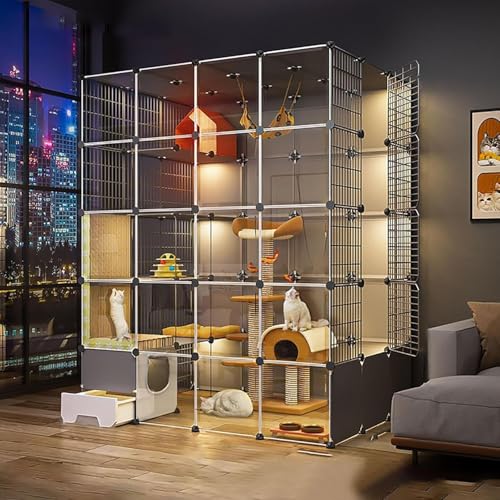 Katzenlaufstall for den Innenbereich, DIY-Katzengehege mit Katzentoilette, halbgeschlossener Katzenzaun, abnehmbarer Kleintierkäfig, for Kätzchen, Meerschweinchen, Häschen und Chinchilla(145x110x180cm Katzenlaufstall for den Innenbereich, DIY-Katzengehege mit Katzentoilette, halbgeschlossener Katzenzaun, abnehmbarer Kleintierkäfig, for Kätzchen, Meerschweinchen, Häschen und Chinchilla(145x110x180cm von YTBHSHXZ