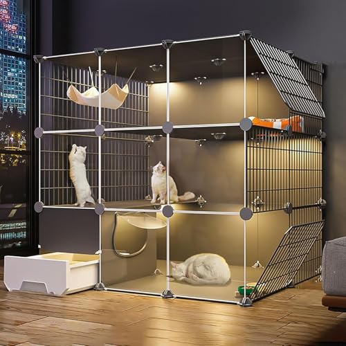 Katzenlaufstall for den Innenbereich, DIY-Katzengehege mit Katzentoilette, halbgeschlossener Katzenzaun, abnehmbarer Kleintierkäfig, for Kätzchen, Meerschweinchen, Häschen und Chinchilla(111x95x109cm) Katzenlaufstall for den Innenbereich, DIY-Katzengehege mit Katzentoilette, halbgeschlossener Katzenzaun, abnehmbarer Kleintierkäfig, for Kätzchen, Meerschweinchen, Häschen und Chinchilla(111x95x109cm) von YTBHSHXZ