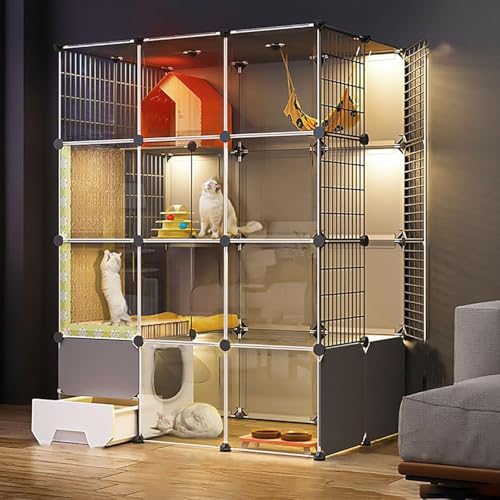 Katzenlaufstall for den Innenbereich, DIY-Katzengehege mit Katzentoilette, halbgeschlossener Katzenzaun, abnehmbarer Kleintierkäfig, for Kätzchen, Meerschweinchen, Häschen und Chinchilla(110x75x145cm) Katzenlaufstall for den Innenbereich, DIY-Katzengehege mit Katzentoilette, halbgeschlossener Katzenzaun, abnehmbarer Kleintierkäfig, for Kätzchen, Meerschweinchen, Häschen und Chinchilla(110x75x145cm) von YTBHSHXZ