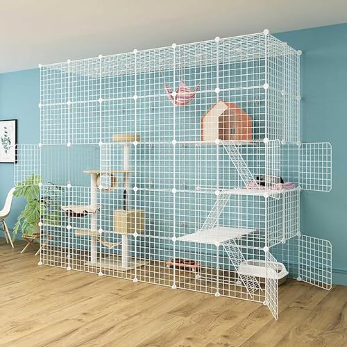 Katzenlaufstall for den Innenbereich – Haustierzwinger, Kätzchenkäfig, Katzen-Außengehege, Katzenhaus aus Metall for den Innenbereich, DIY, stabil, leicht zu reinigen, abnehmbarer Übungsbereich, ideal Katzenlaufstall for den Innenbereich – Haustierzwinger, Kätzchenkäfig, Katzen-Außengehege, Katzenhaus aus Metall for den Innenbereich, DIY, stabil, leicht zu reinigen, abnehmbarer Übungsbereich, ideal von YTBHSHXZ